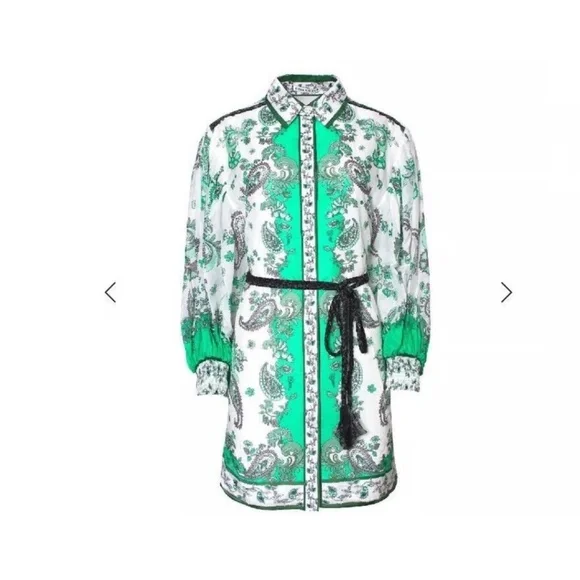 Alice and Olivia Oralia Printed Belted Dress - size 6 - NWT - Picture 2 of 9